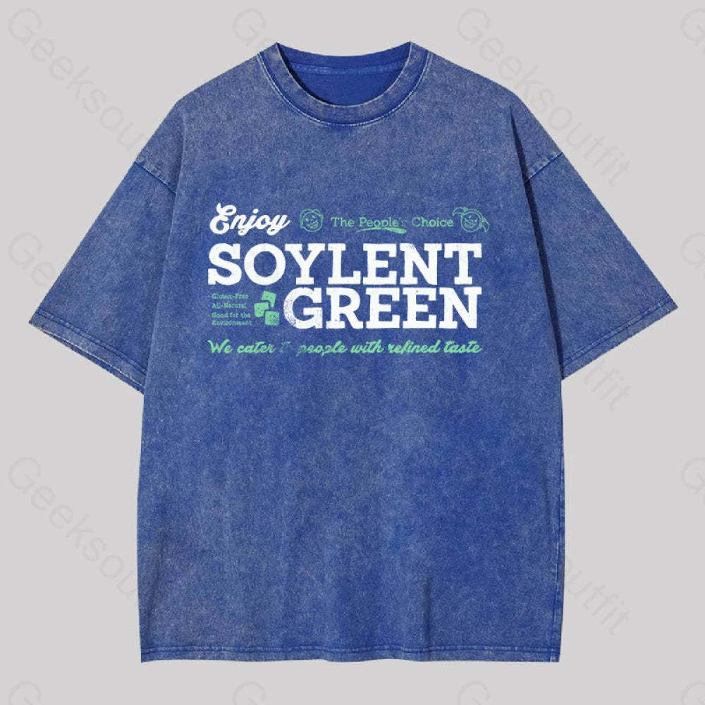 Soylent Green We Cater To People With Refined Taste Washed T-Shirt Blue / S