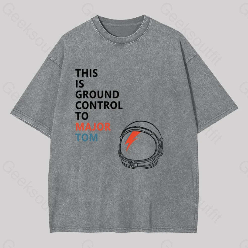 Space Oddity This Is Ground Control To Major Tom Washed T-Shirt Grey / S