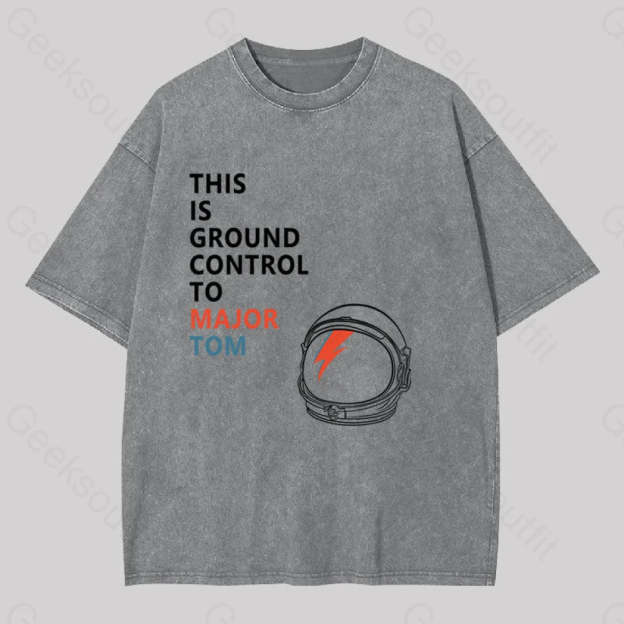 Space Oddity This Is Ground Control To Major Tom Washed T-Shirt Grey / S