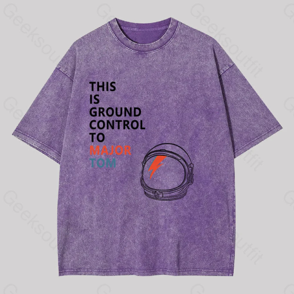 Space Oddity This Is Ground Control To Major Tom Washed T-Shirt Purple / S