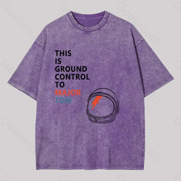 Space Oddity This Is Ground Control To Major Tom Washed T-Shirt Purple / S