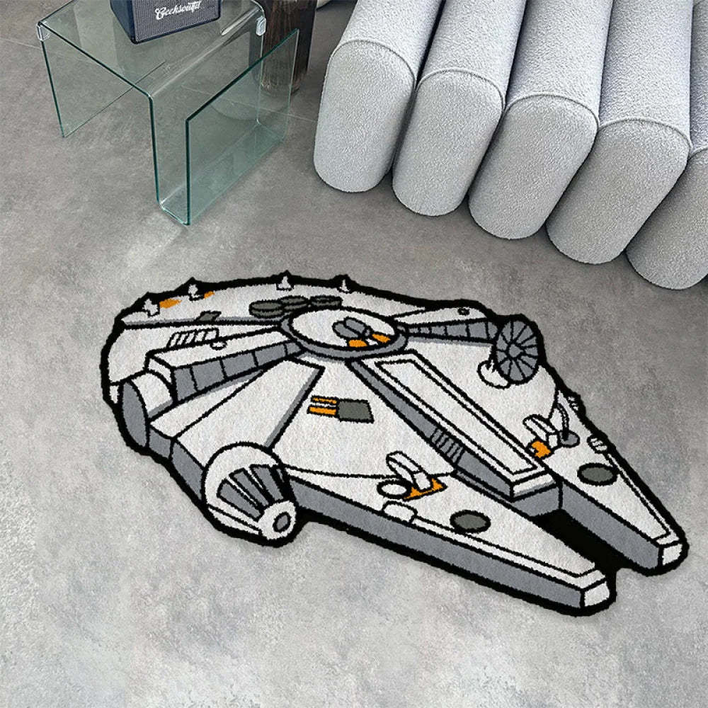 Space Ship Funny Imitation Wool Rug 80Cm