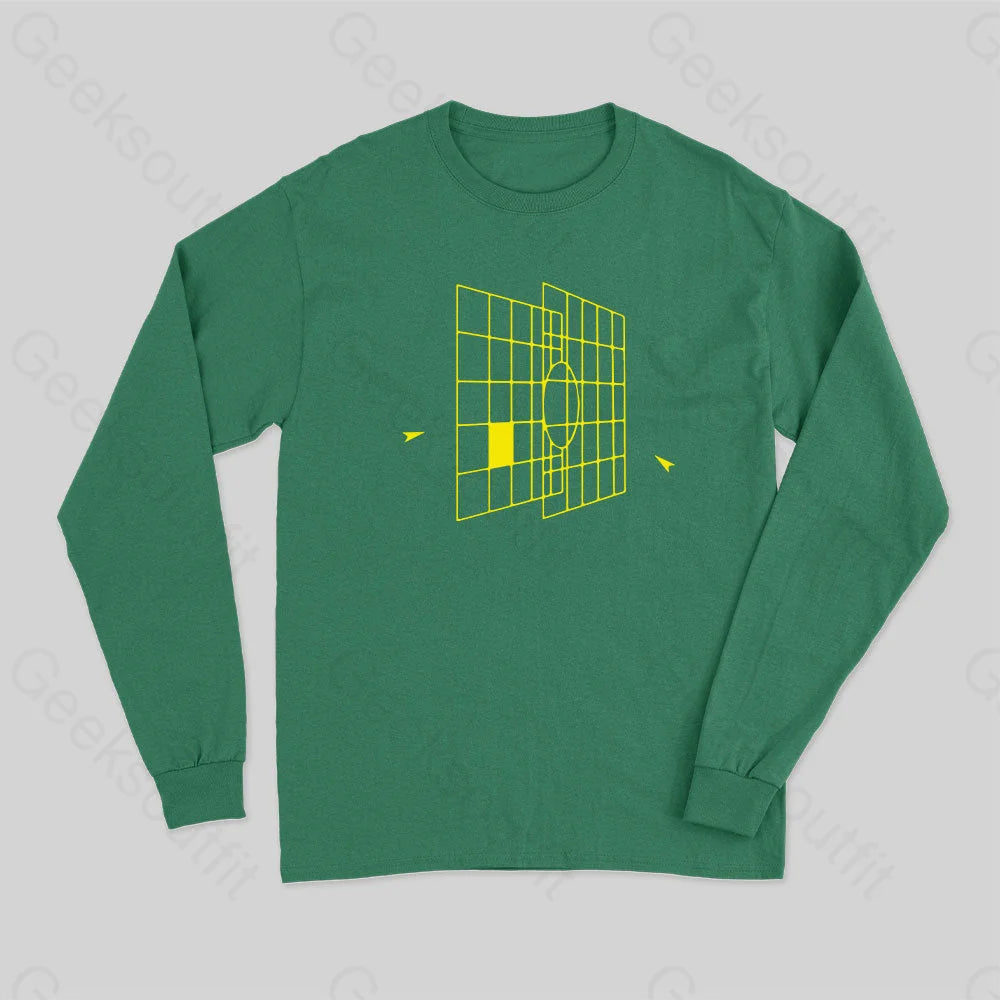 Space Ship Targeting Computer Long Sleeve T-Shirt Green / S