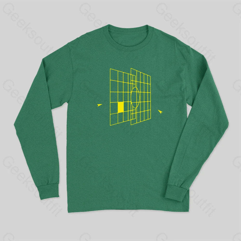 Space Ship Targeting Computer Long Sleeve T-Shirt Green / S