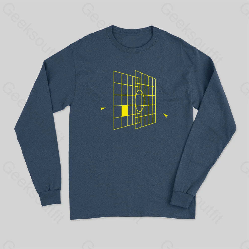 Space Ship Targeting Computer Long Sleeve T-Shirt Navy / S