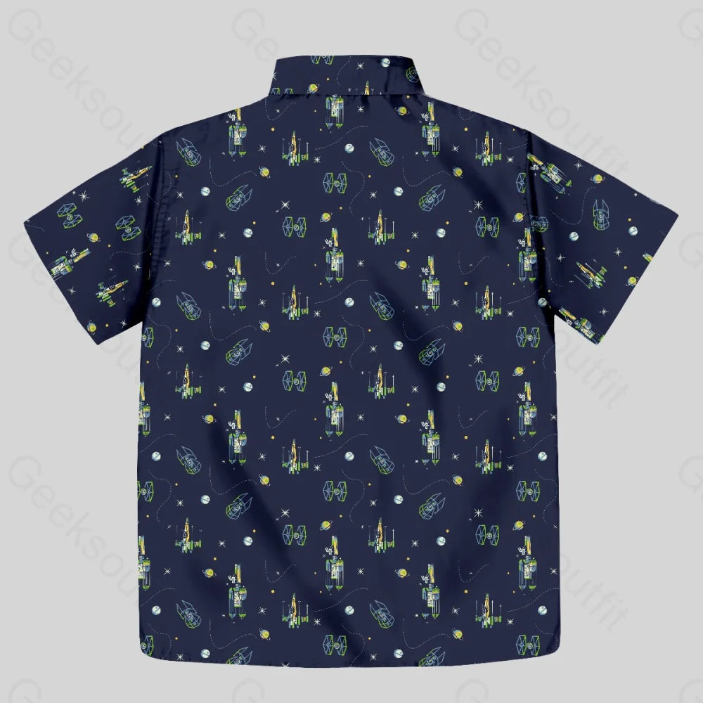 Spacecraft Button Up Pocket Shirt - Geeksoutfit