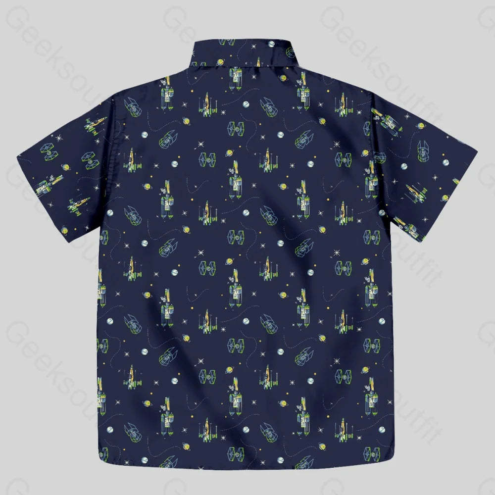 Spacecraft Button Up Pocket Shirt - Geeksoutfit