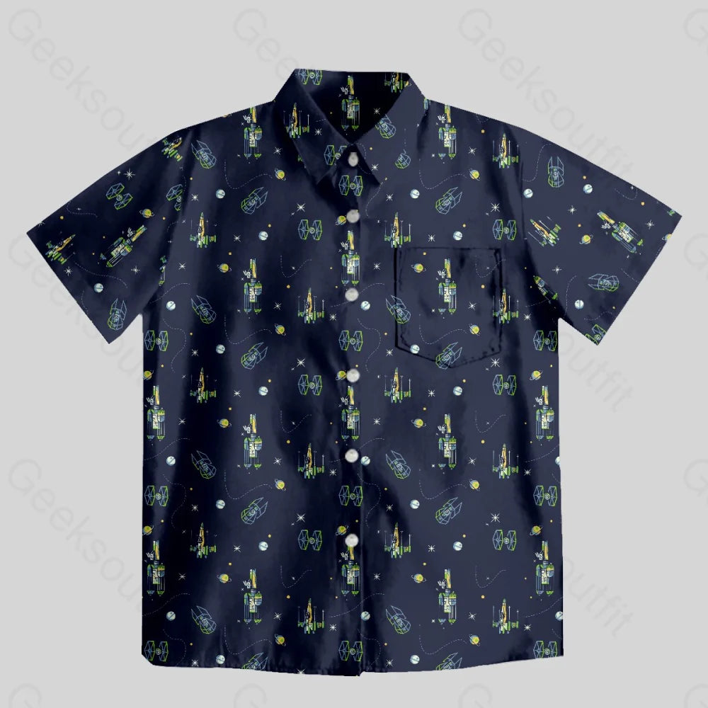 Spacecraft Button Up Pocket Shirt - Geeksoutfit
