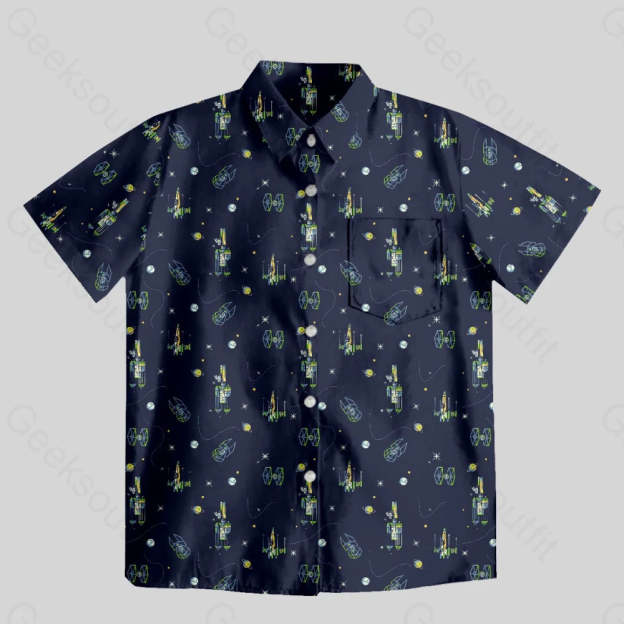 Spacecraft Button Up Pocket Shirt - Geeksoutfit