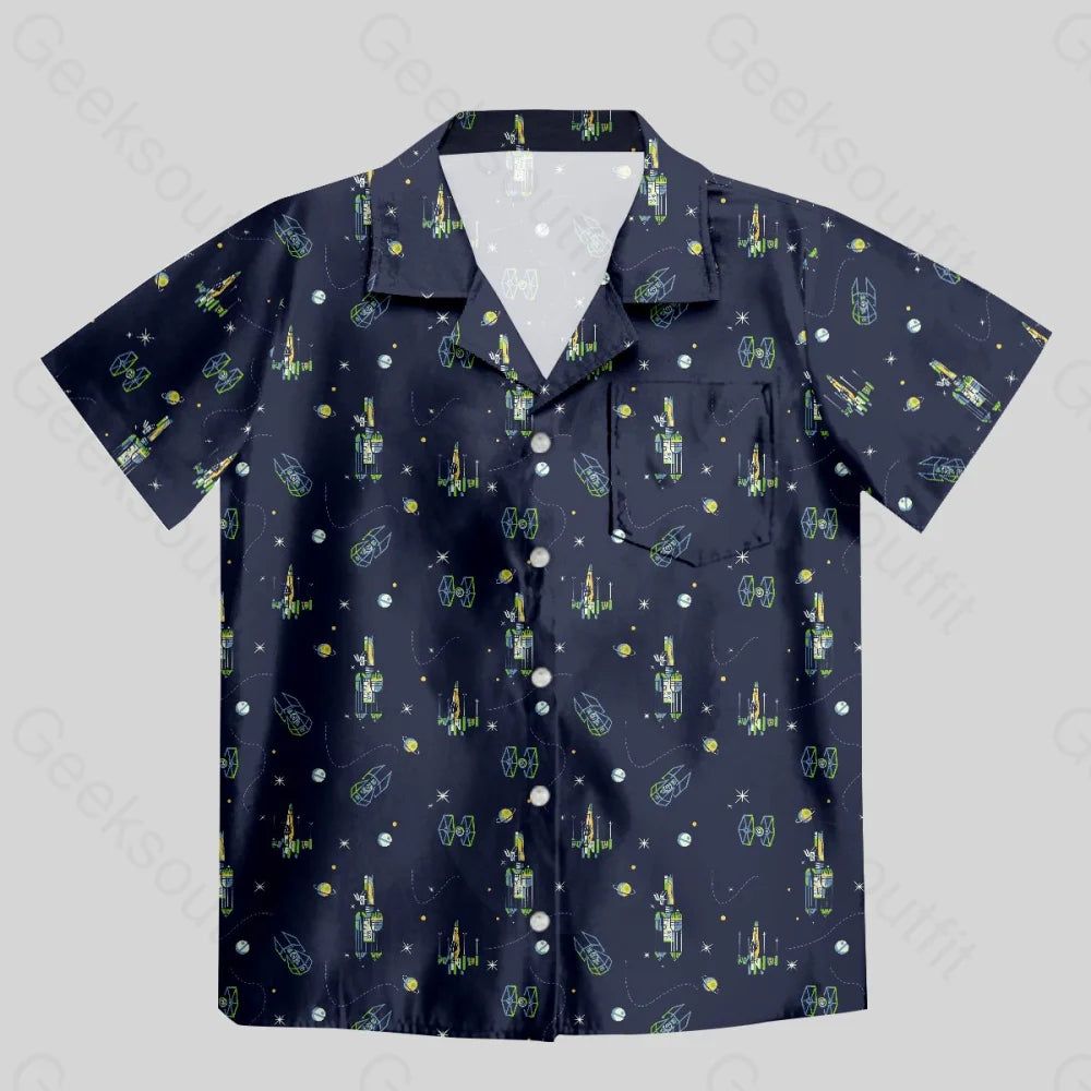 Spacecraft Button Up Pocket Shirt - Geeksoutfit