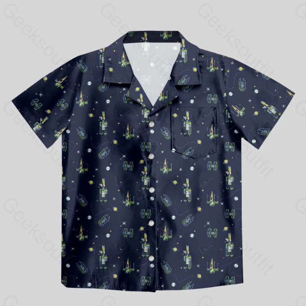 Spacecraft Button Up Pocket Shirt - Geeksoutfit