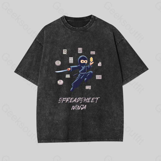 Spreadsheet Ninja Geek Washed T-Shirt Black / S