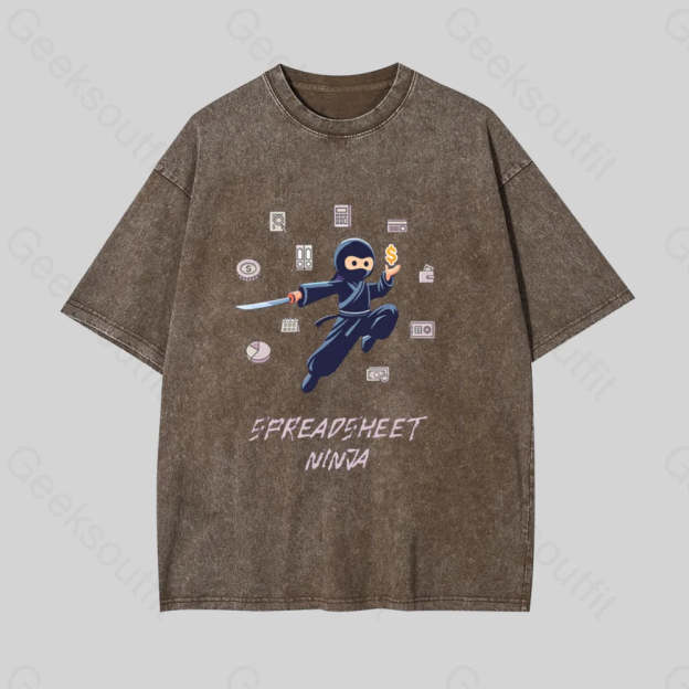 Spreadsheet Ninja Geek Washed T-Shirt Coffee / S