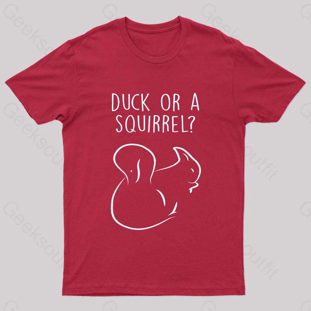 Squirrel Or Duck Nerd T-Shirt Red / S