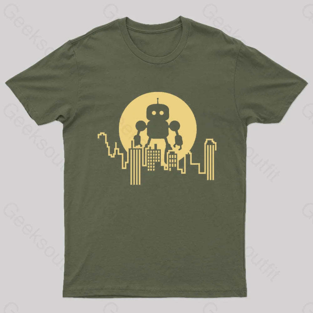 Standing Tall Over The City T-Shirt Army Green / S