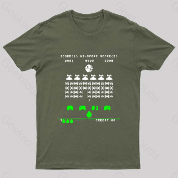 Star Invaders Geek T-Shirt Army Green / S