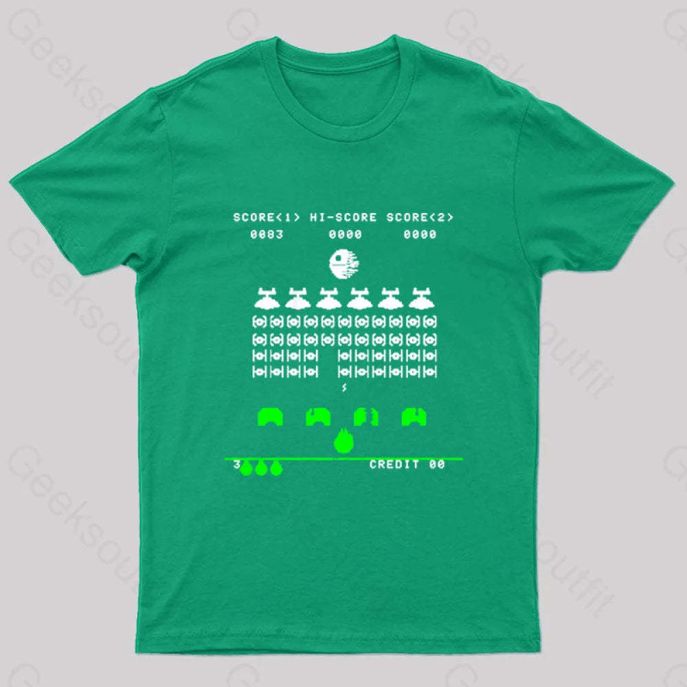 Star Invaders Geek T-Shirt Green / S