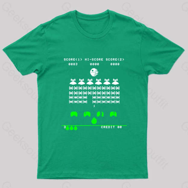 Star Invaders Geek T-Shirt Green / S