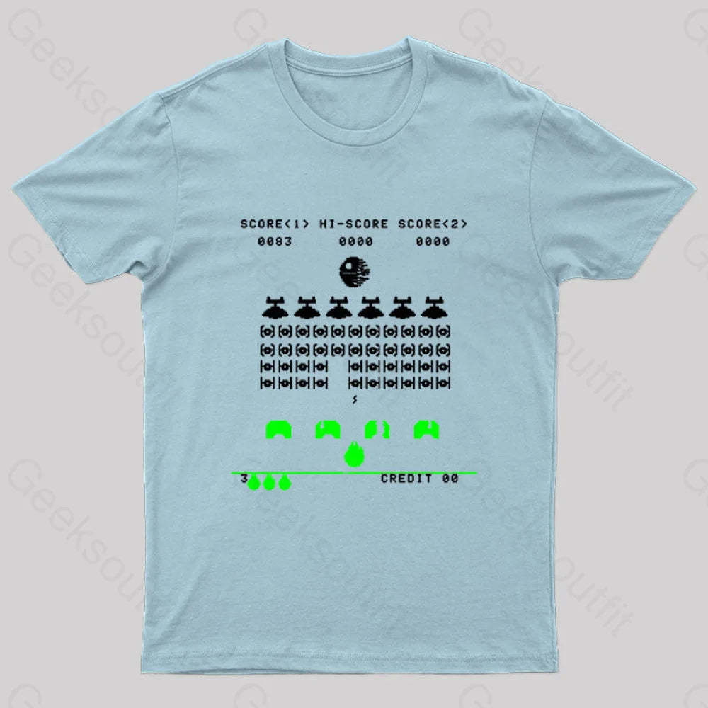 Star Invaders Geek T-Shirt Light Blue / S