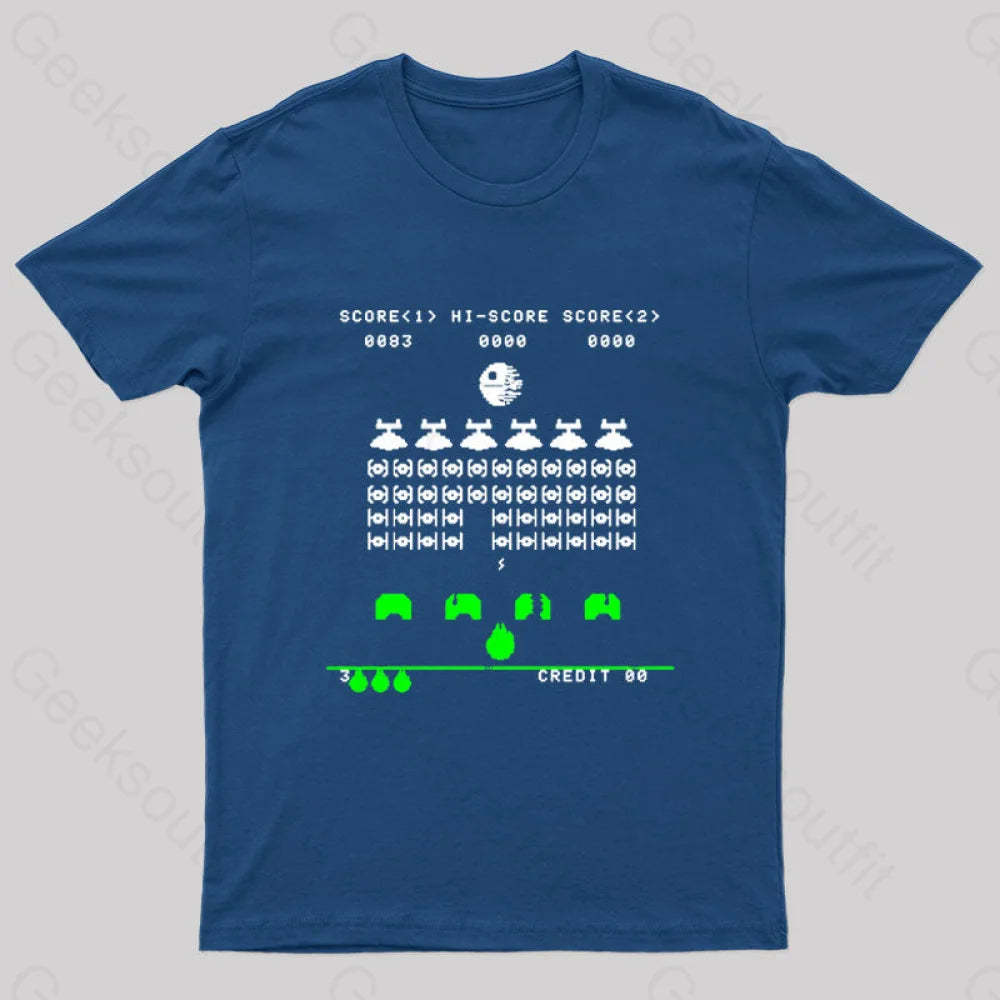 Star Invaders Geek T-Shirt Navy / S