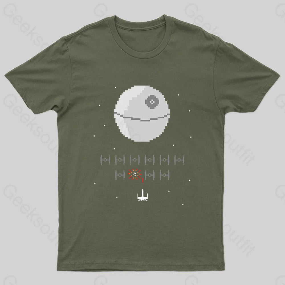 Star Invaders Nerd T-Shirt Army Green / S