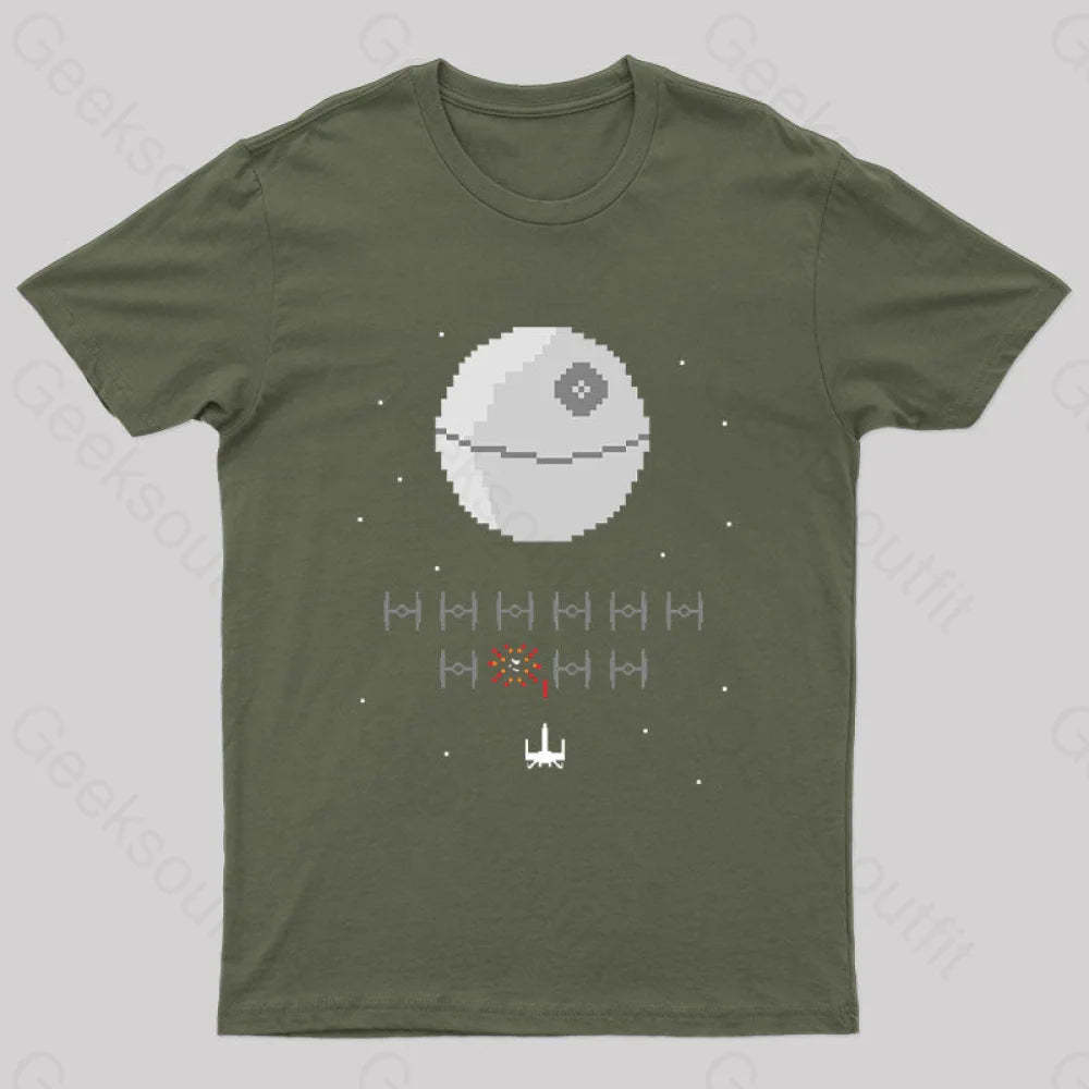 Star Invaders Nerd T-Shirt Army Green / S