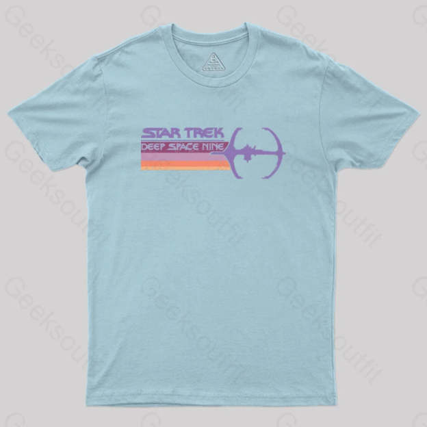 Star Trek Deep Space Nine Distressed Vintage Logo Geek T-Shirt Light Blue / S