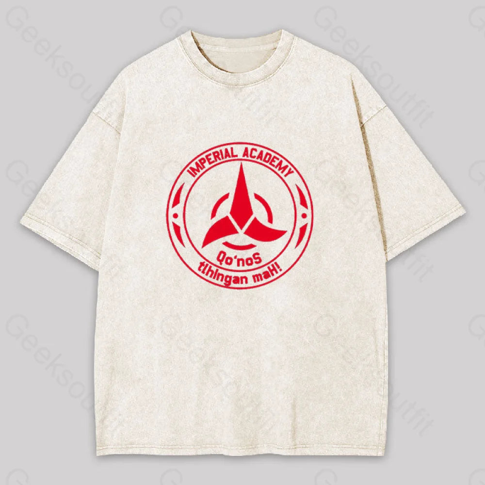 Star Trek Discovery Qo?��nos Klingon Academy Geek Washed T-Shirt Apricot / S