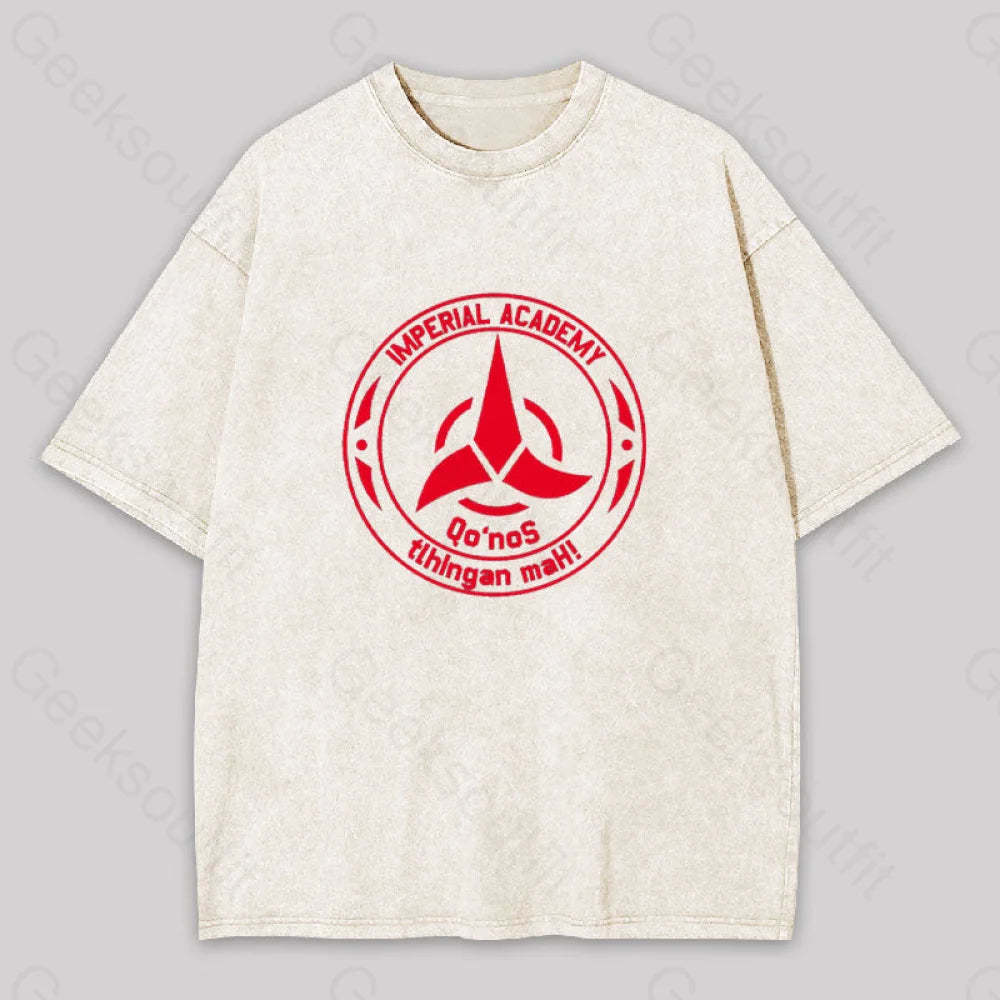 Star Trek Discovery Qo?��nos Klingon Academy Geek Washed T-Shirt Apricot / S