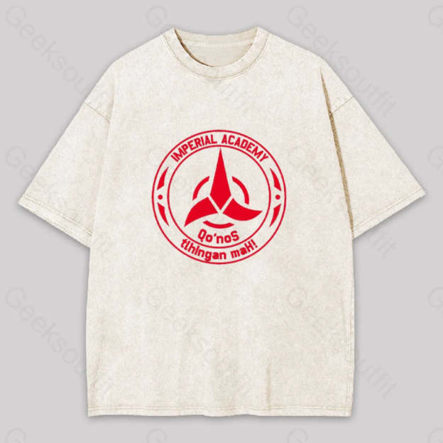 Star Trek Discovery Qo?��nos Klingon Academy Geek Washed T-Shirt Apricot / S