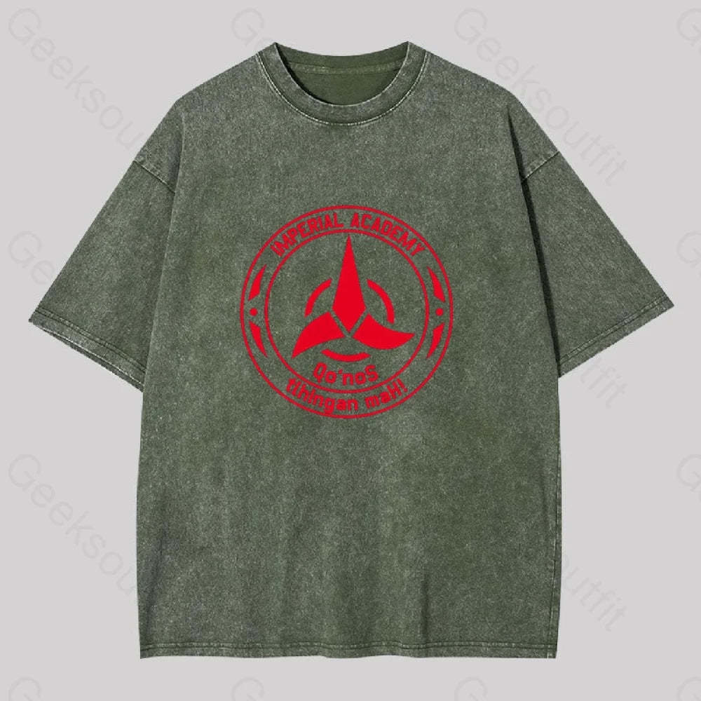 Star Trek Discovery Qo?��nos Klingon Academy Geek Washed T-Shirt Army Green / S