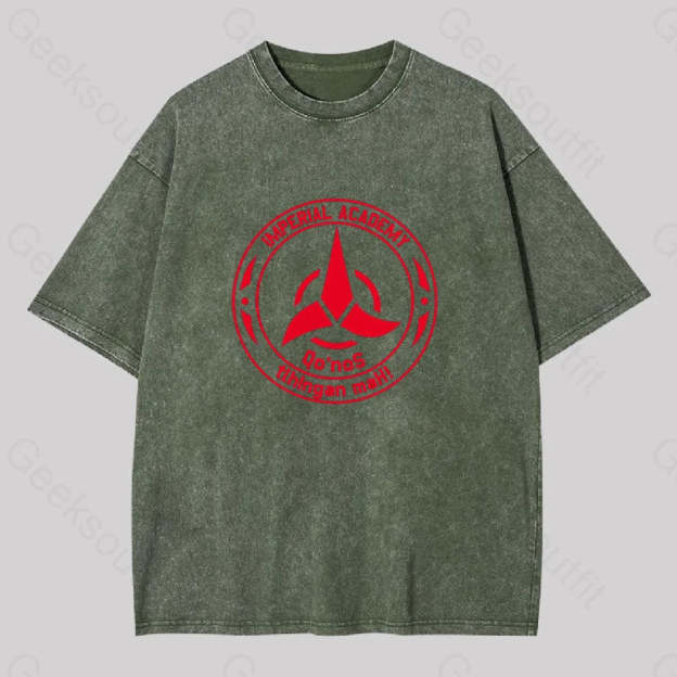 Star Trek Discovery Qo?��nos Klingon Academy Geek Washed T-Shirt Army Green / S