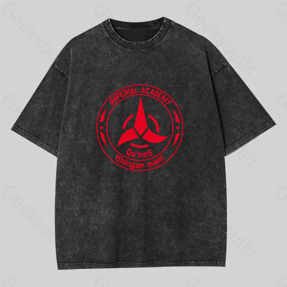 Star Trek Discovery Qo?��nos Klingon Academy Geek Washed T-Shirt Black / S