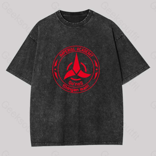 Star Trek Discovery Qo?��nos Klingon Academy Geek Washed T-Shirt Black / S