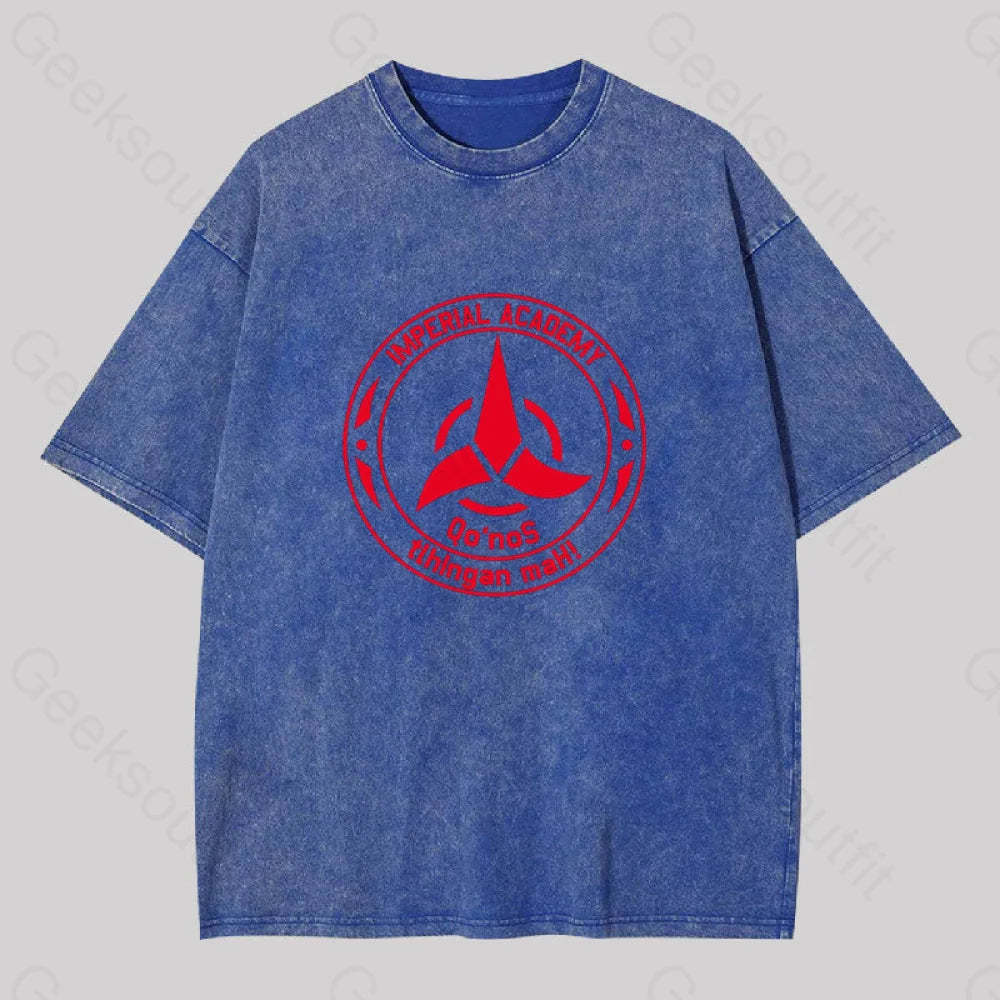 Star Trek Discovery Qo?��nos Klingon Academy Geek Washed T-Shirt Blue / S