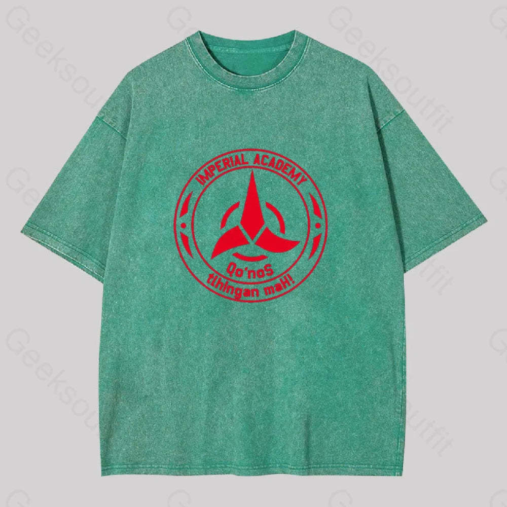 Star Trek Discovery Qo?��nos Klingon Academy Geek Washed T-Shirt Grass Green / S
