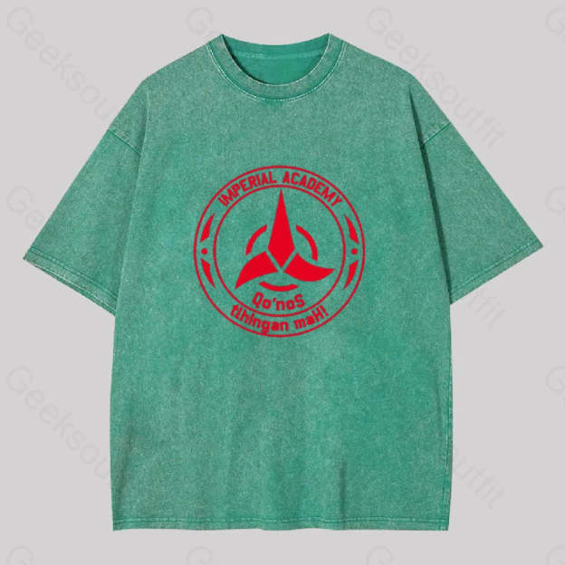 Star Trek Discovery Qo?��nos Klingon Academy Geek Washed T-Shirt Grass Green / S