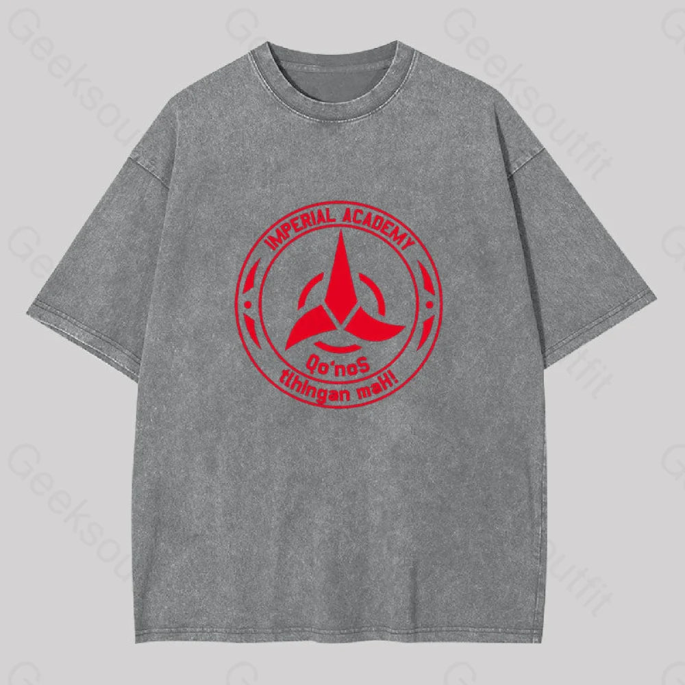 Star Trek Discovery Qo?��nos Klingon Academy Geek Washed T-Shirt Grey / S