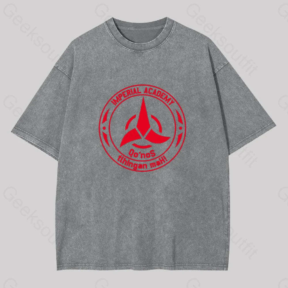 Star Trek Discovery Qo?��nos Klingon Academy Geek Washed T-Shirt Grey / S
