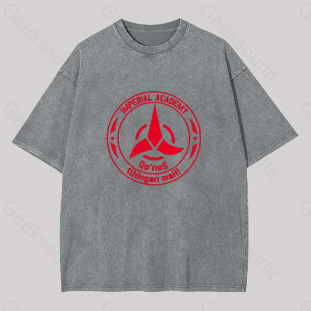 Star Trek Discovery Qo?��nos Klingon Academy Geek Washed T-Shirt Grey / S