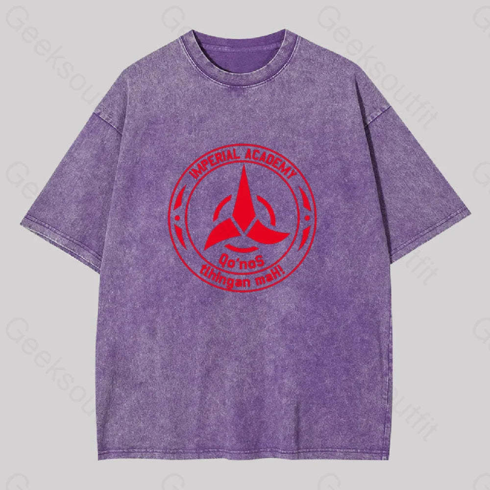Star Trek Discovery Qo?��nos Klingon Academy Geek Washed T-Shirt Purple / S