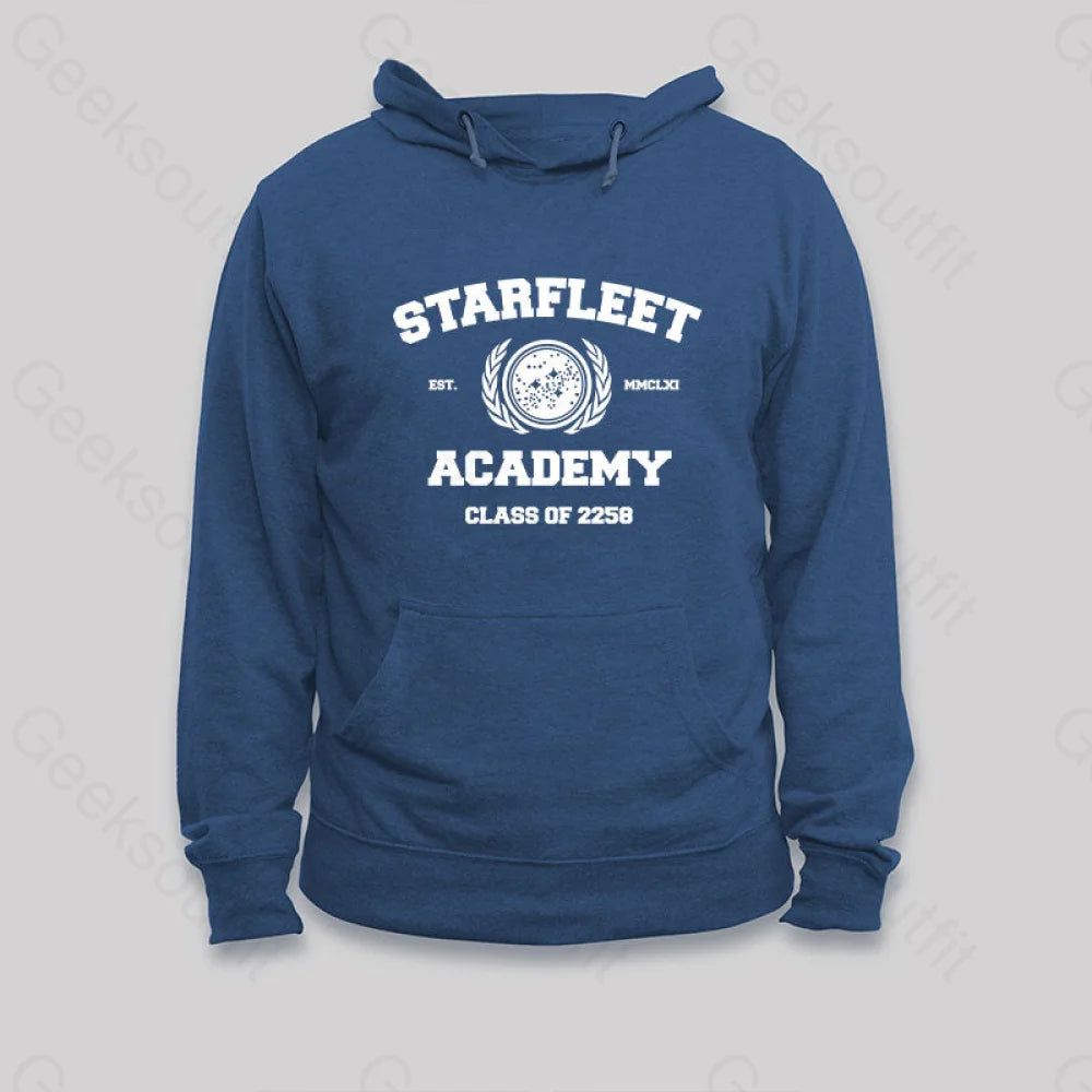 Starfleet Acadmey Class Of 2258 White Hoodie Dark Blue / S