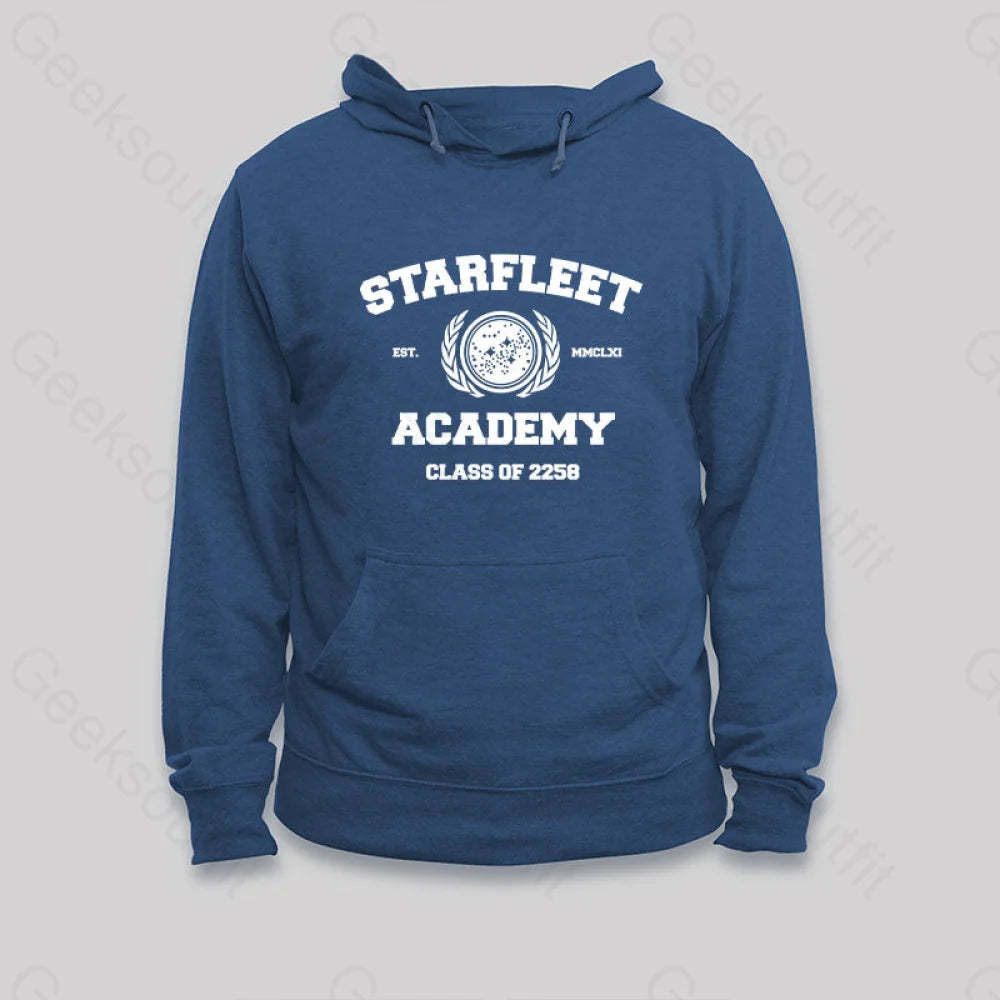 Starfleet Acadmey Class Of 2258 White Hoodie Dark Blue / S