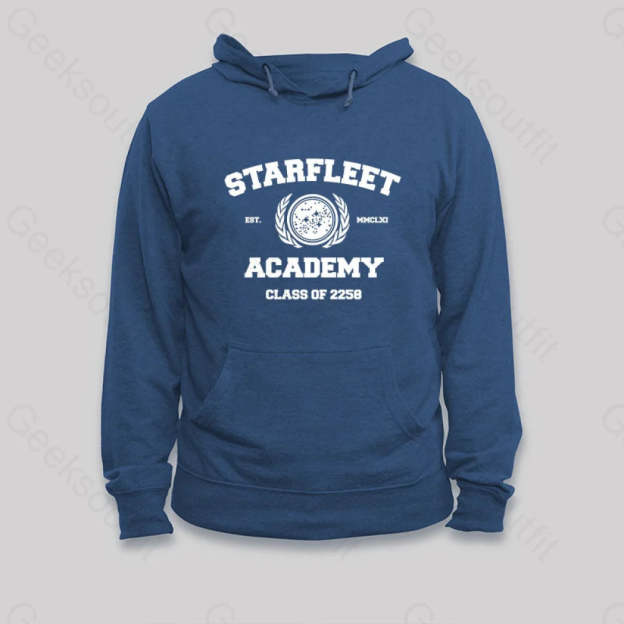 Starfleet Acadmey Class Of 2258 White Hoodie Dark Blue / S