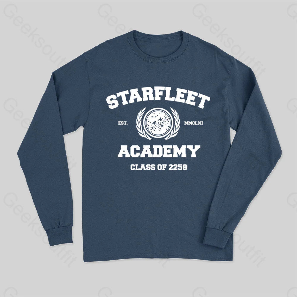 Starfleet Acadmey Class Of 2258 White Long Sleeve T-Shirt Navy / S