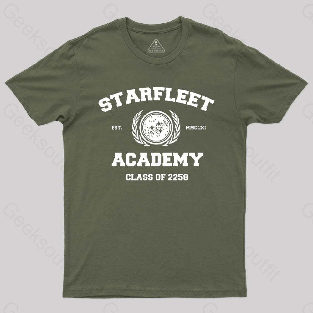 Starfleet Acadmey Class Of 2258 White T-Shirt Army Green / S