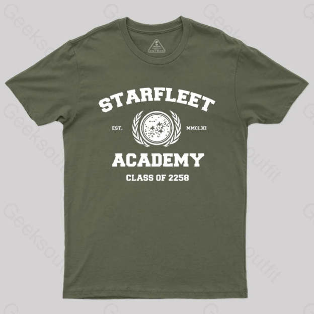 Starfleet Acadmey Class Of 2258 White T-Shirt Army Green / S