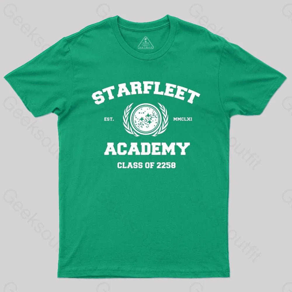 Starfleet Acadmey Class Of 2258 White T-Shirt Green / S