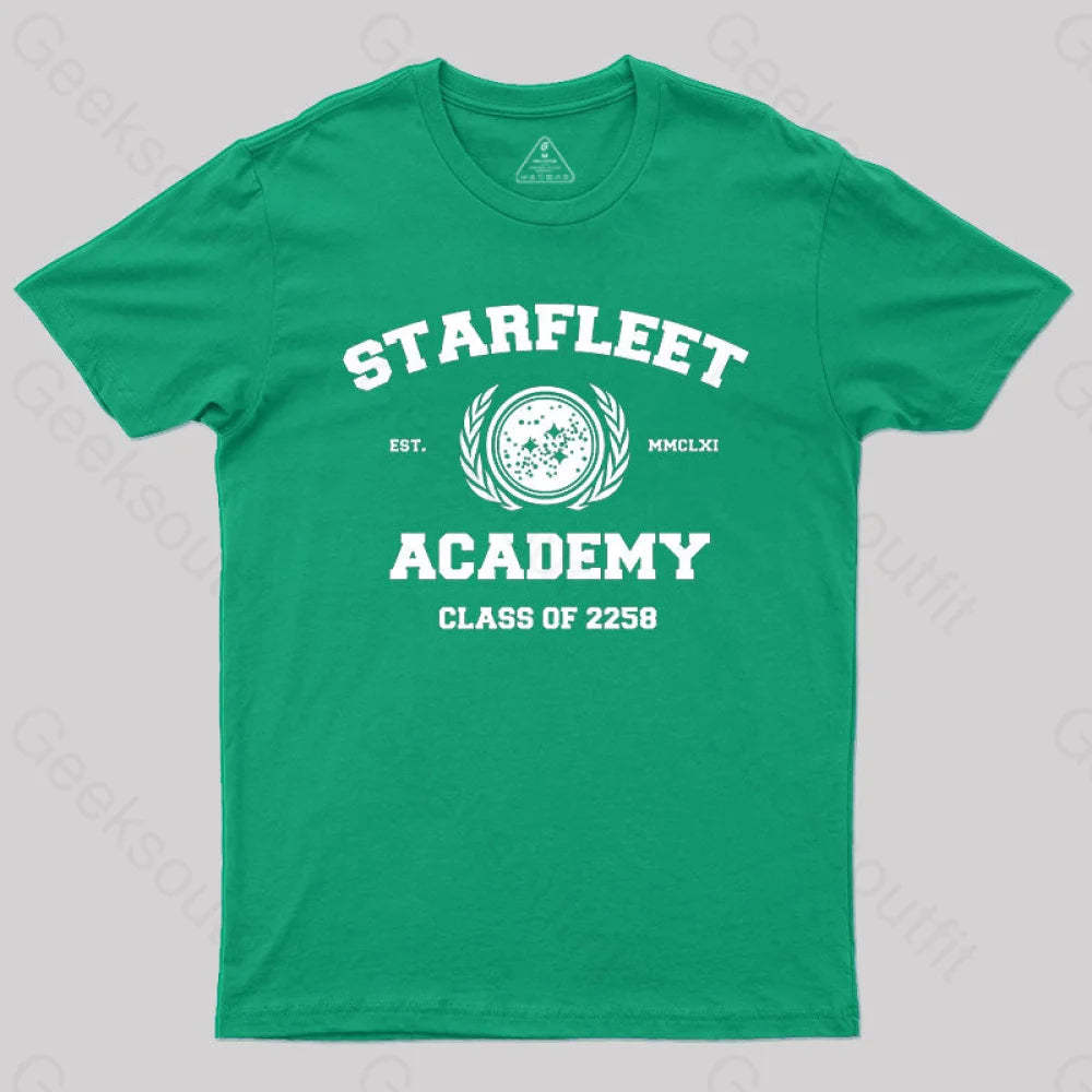 Starfleet Acadmey Class Of 2258 White T-Shirt Green / S