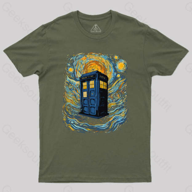Starry Blue Box Nerd T-Shirt Army Green / S